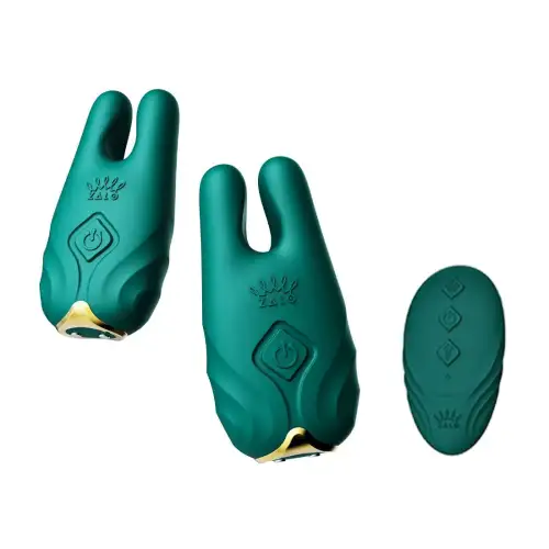 Смартвибратор для груди Zalo - Nave Turquoise Green, пульт ДУ, работа через приложение photo 1