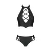 Комплект из эко-кожи Nancy Bikini black L/XL - Passion, бра и трусики с имитацией шнуровки photo 5