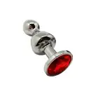 Металлическая анальная пробка Wooomy Lollypop Double Ball Metal Plug Red M диаметр 3,1см, длина 9,4с photo 1
