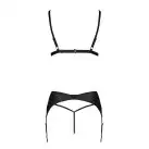 Комплект из эко-кожи Passion Miley Set black L/XL: трусики, бюстгальтер, пояс для чулок photo 4