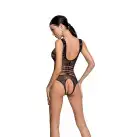 Бодистокинг с доступом Passion BS086 black, вертикальная сетка, вырез на спинке photo 2