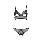 Комплект: браллет с ажурным лифом и трусиками Christa Set with Open Bra black L/XL — Passion photo 3