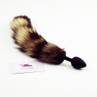 Анальная пробка с черно-бежевым хвостиком, 7смХ2,7см photo 3